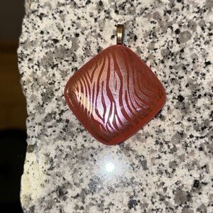 Pink Zebra Print Fused Glass Pendant - MOL
